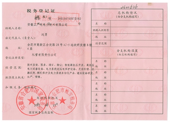 正广电税务登记证